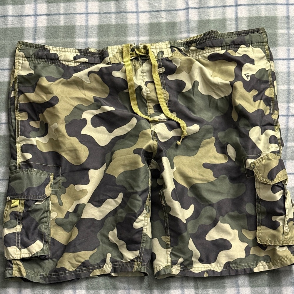 Kanu Surf Camo Cargo Swim Trunks Drawstring Waist Casual‎ Men's 44